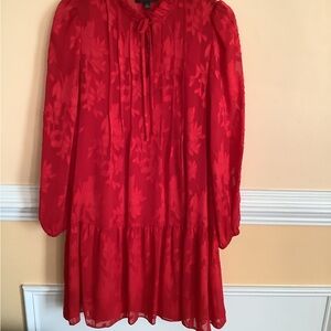 Red Floral Long Sleeve Dress